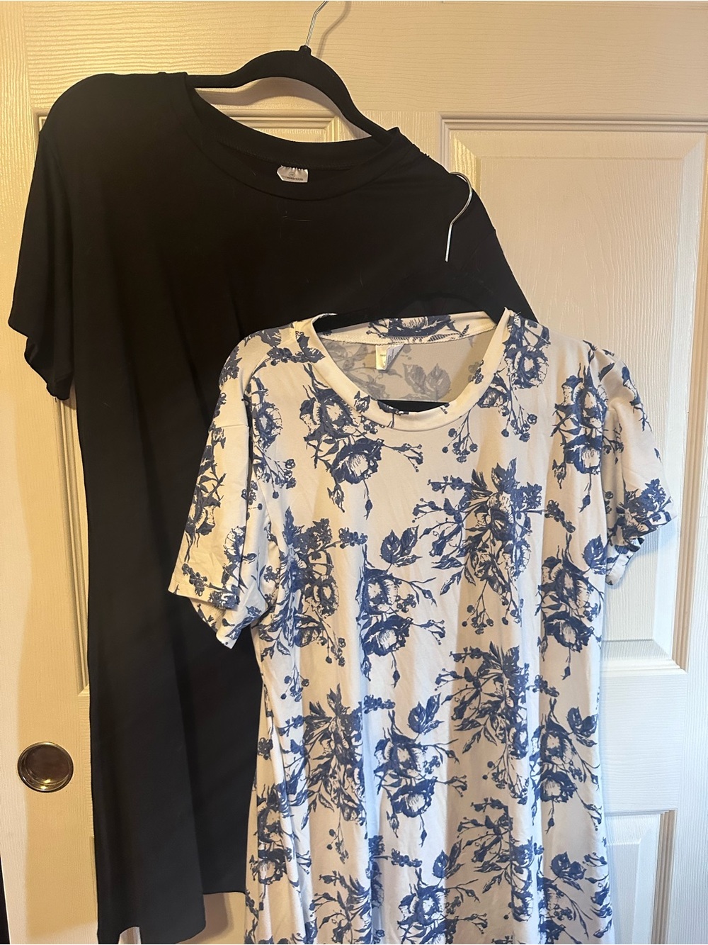 Essentials Black Tee Dress + Essentials White Floral Tee Dress Duo